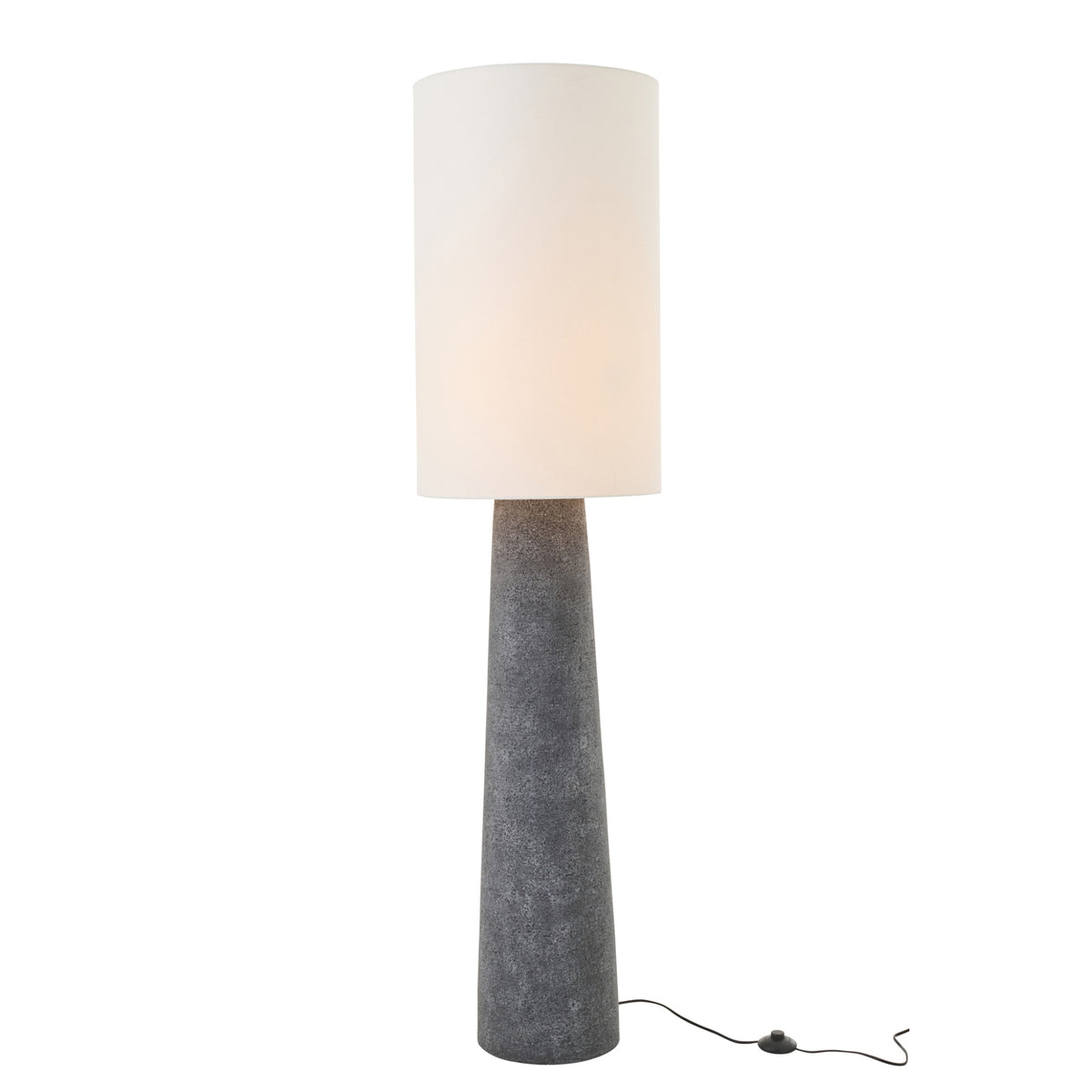 Lampada da terra Ava in fibra di vetro nera/bianca, grande, linea a J