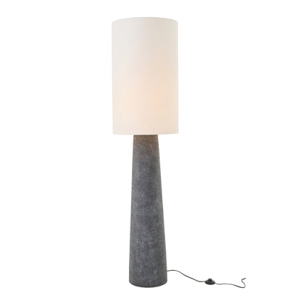Lampada da terra Ava in fibra di vetro nera/bianca, grande, linea a J