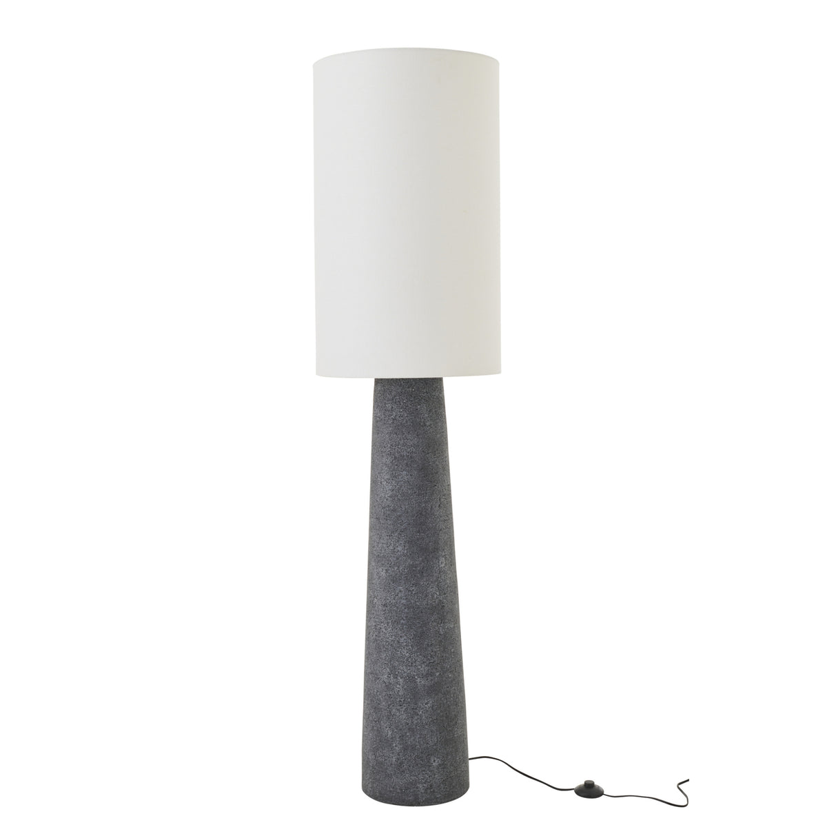 Lampada da terra Ava in fibra di vetro nera/bianca, grande, linea a J