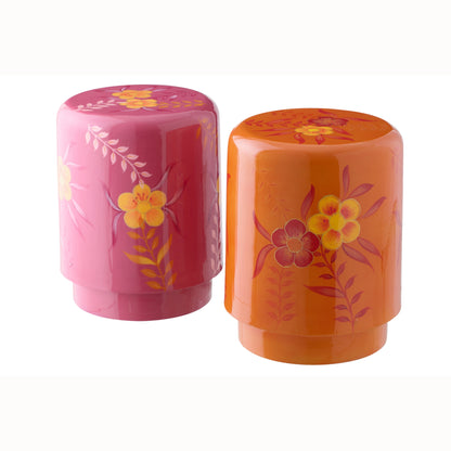 Sgabello Fiori Metallo Rosa/Arancione Assortimento Da 2 J-Line