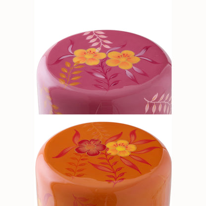 Sgabello Fiori Metallo Rosa/Arancione Assortimento Da 2 J-Line