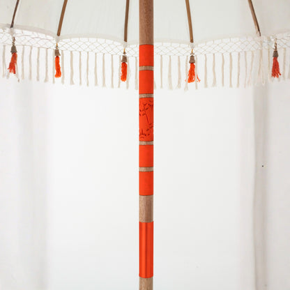 Ombrellone Flavie Legno/Cotone Ecru/Arancione J-Line