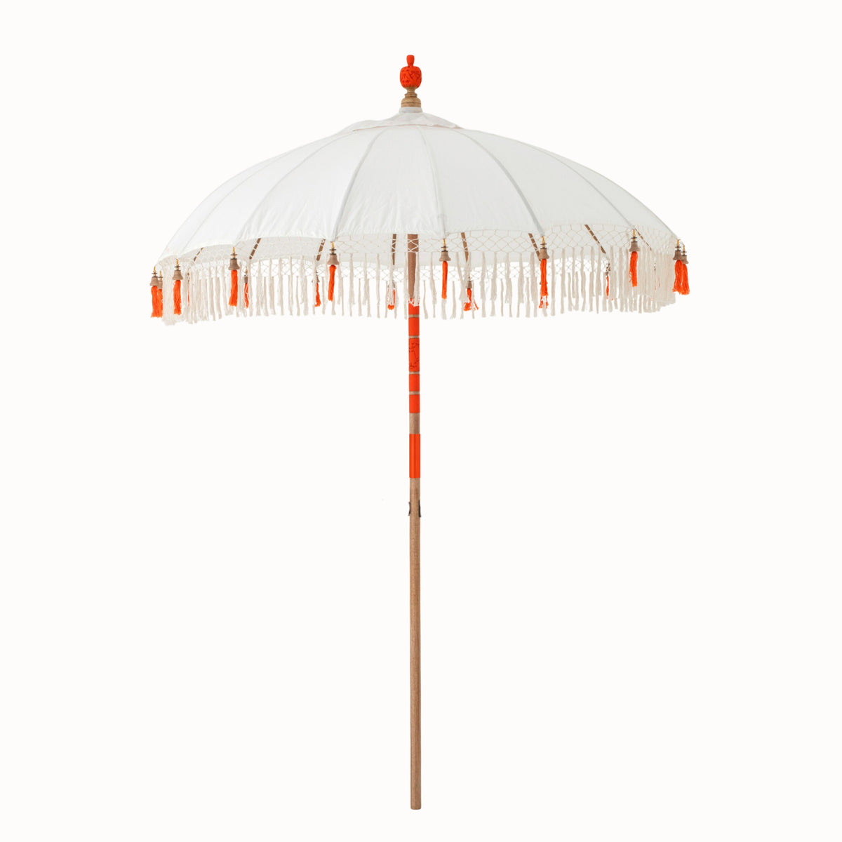 Ombrellone Flavie Legno/Cotone Ecru/Arancione J-Line