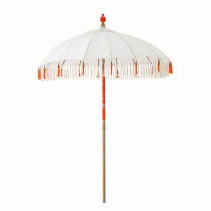 Ombrellone Flavie Legno/Cotone Ecru/Arancione J-Line