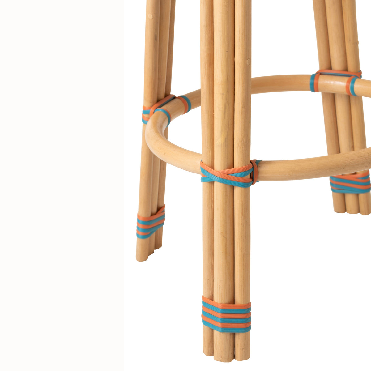 Sgabello da Esterno Geo Rotondo Rattan Arancione/Turchese J-Line
