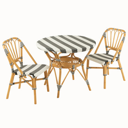 Tavolo da pranzo in rattan nero/bianco J-Line