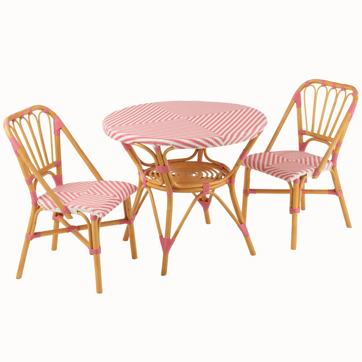 Tavolo da pranzo in rattan rosa/bianco J-Line