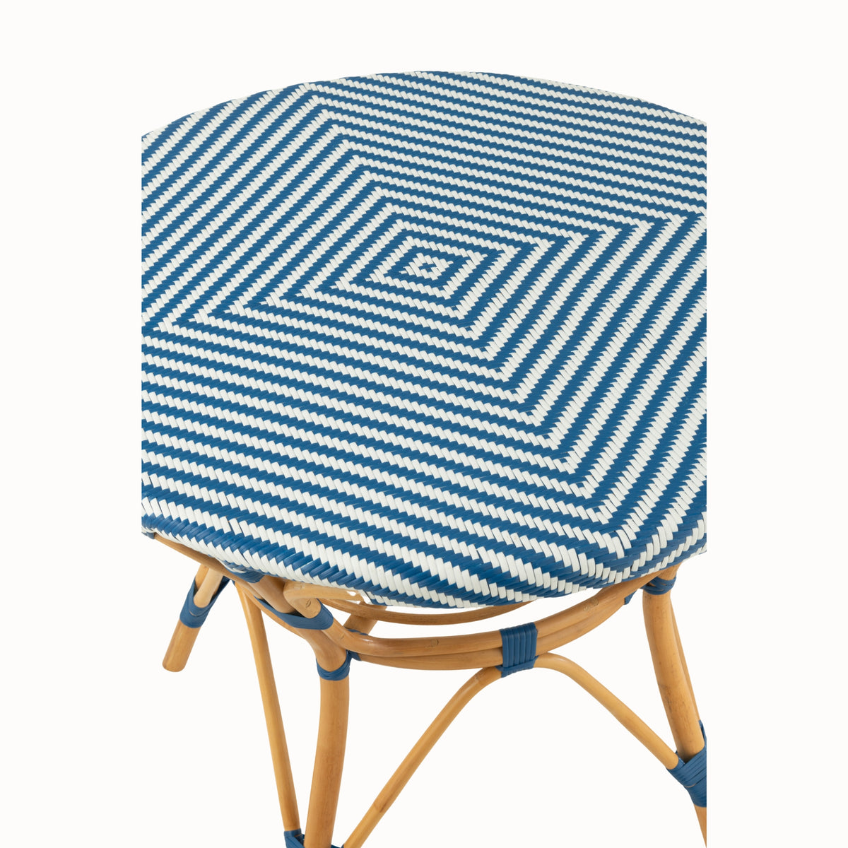 Tavolo da pranzo in rattan blu/bianco J-Line