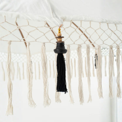 Ombrellone Flavie Legno/Cotone Ecru/Nero J-Line