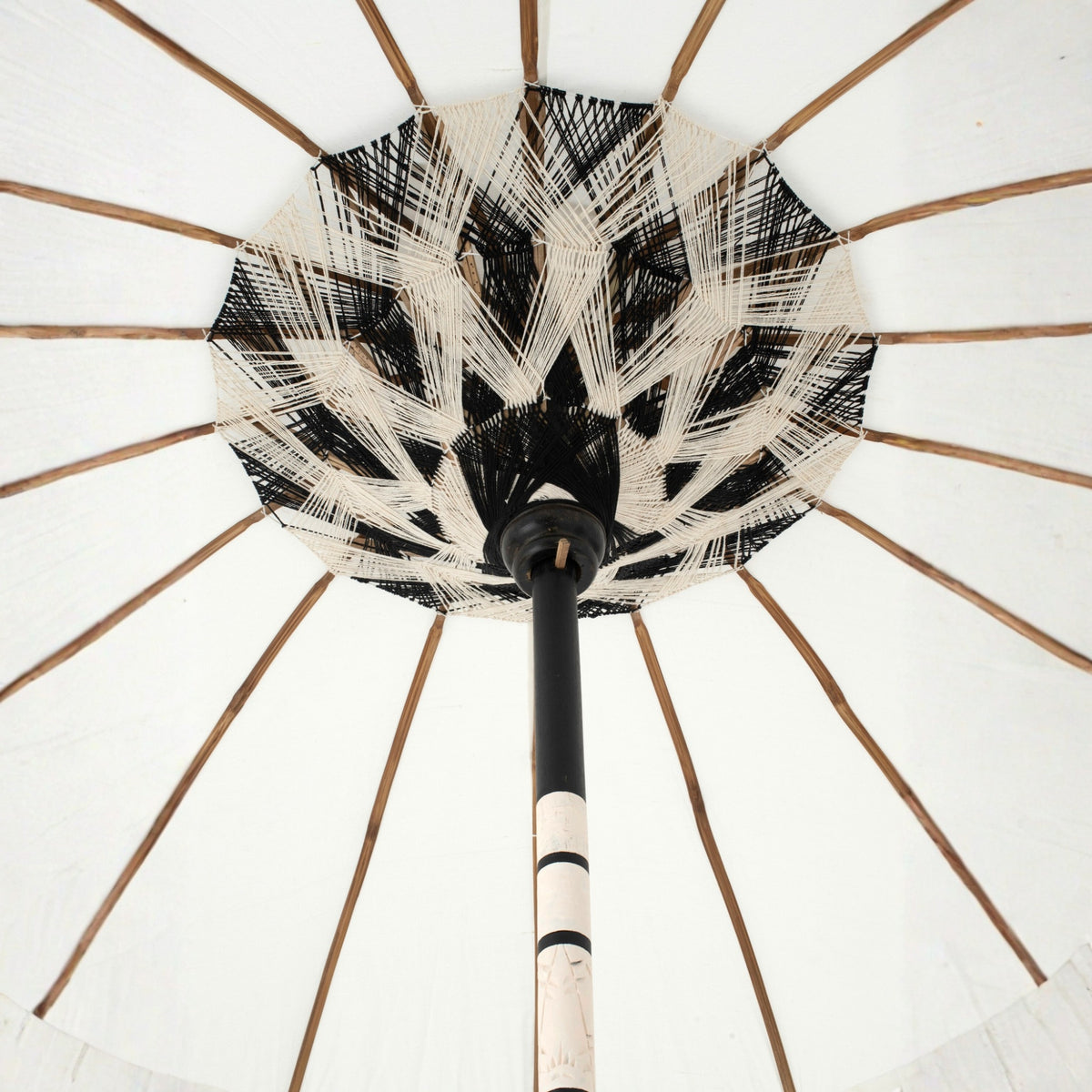 Ombrellone Flavie Legno/Cotone Ecru/Nero J-Line