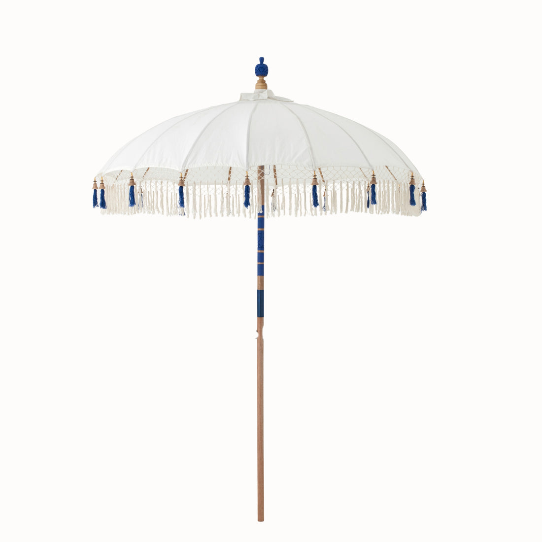 Ombrellone Flavie Legno/Cotone Ecru/Blu J-Line