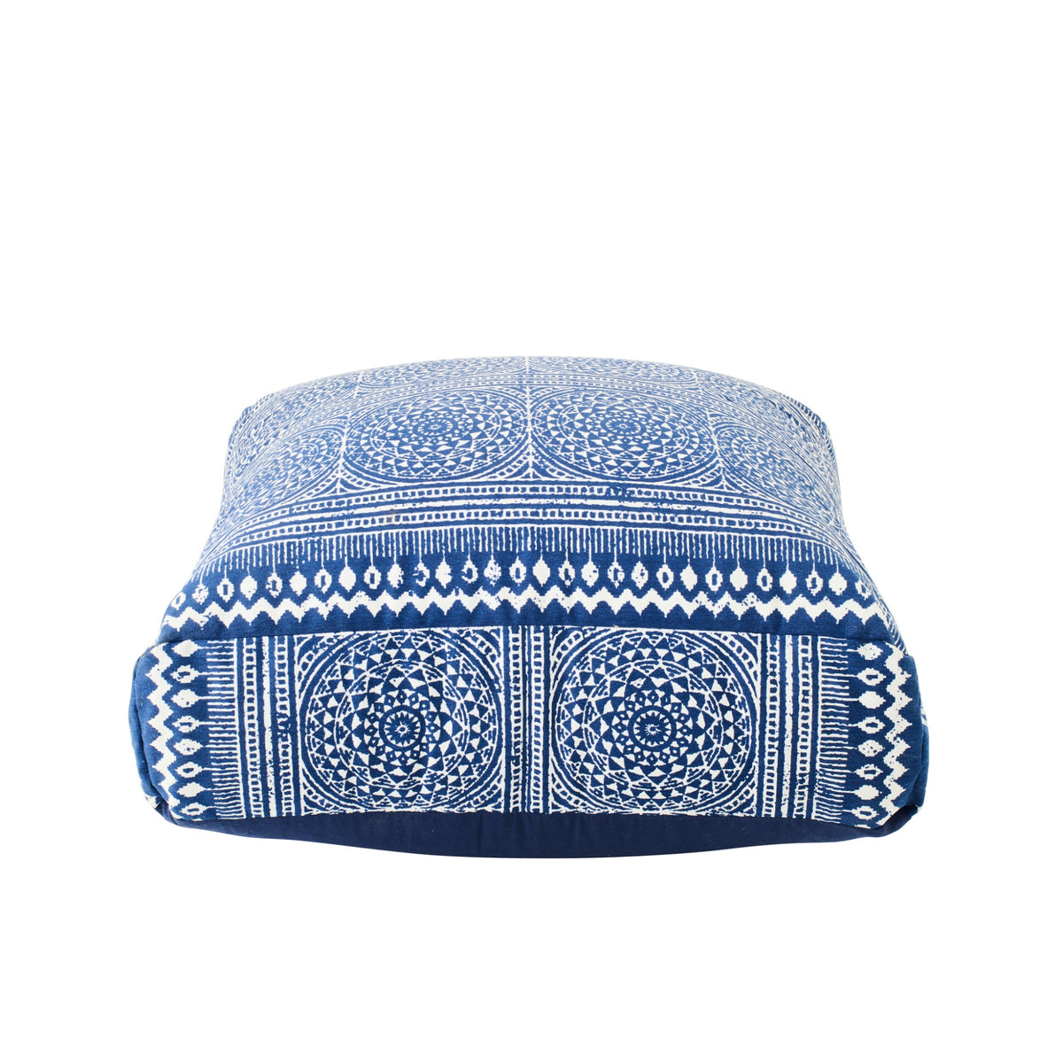 Pouf Mosaico Cotone Blu/Bianco J-Line