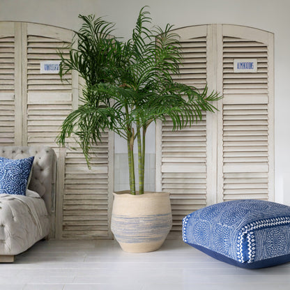 Pouf Mosaico Cotone Blu/Bianco J-Line