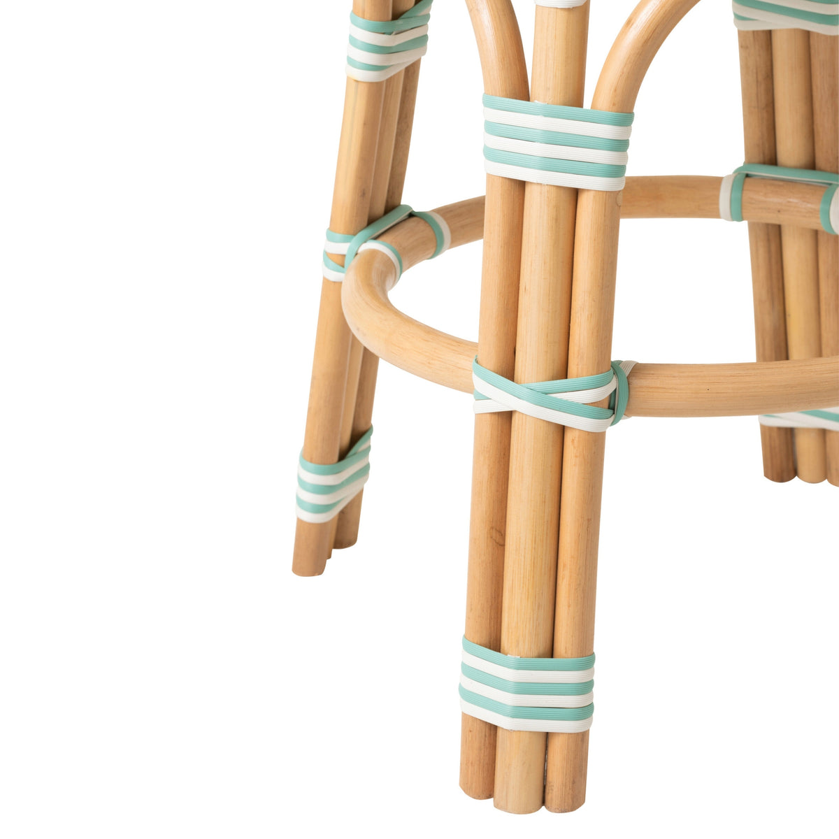 Sgabello in Rattan a Righe Rosso Azzurro Chiaro/Bianco J-Line