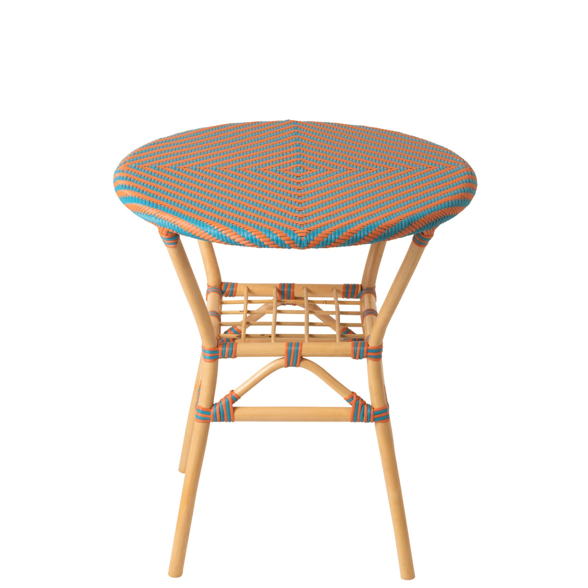 Tavolo da pranzo outdoor Geo rotondo in rattan arancione/turchese J-Line