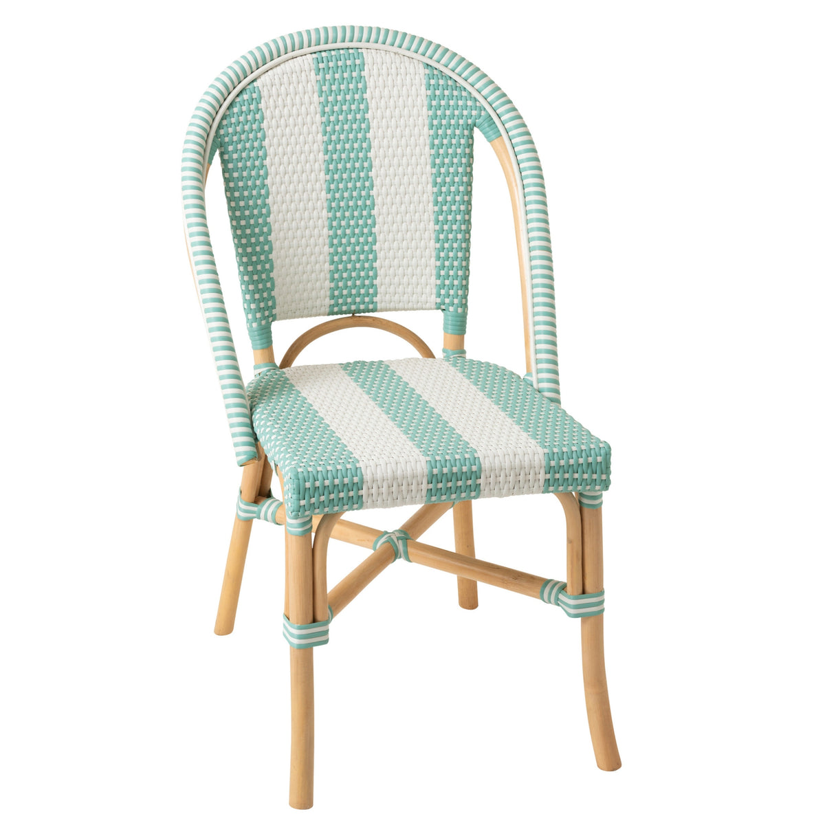 Sedia in Rattan a Righe Azzurro Chiaro/Bianco J-Line