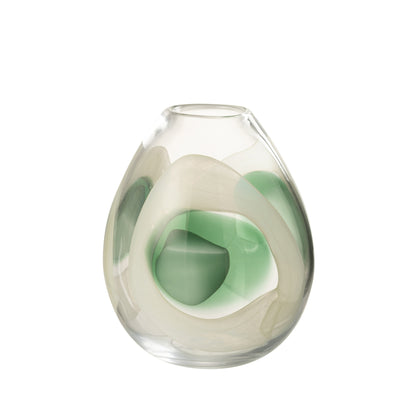 Vaso Livy Vetro Verde/Bianco/Trasparente Medio Ø20,5xH25,5cm J-Line