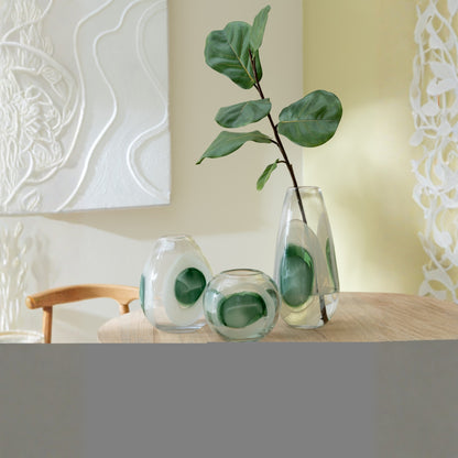 Vaso Livy Vetro Verde/Bianco/Trasparente Medio Ø20,5xH25,5cm J-Line