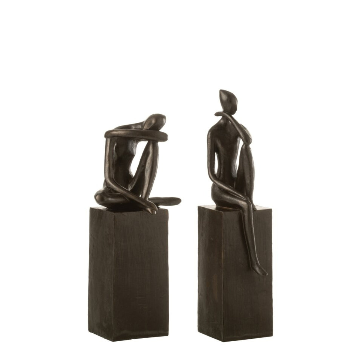 Figura su piedistallo Poly marrone scuro Set da 2 J-Line