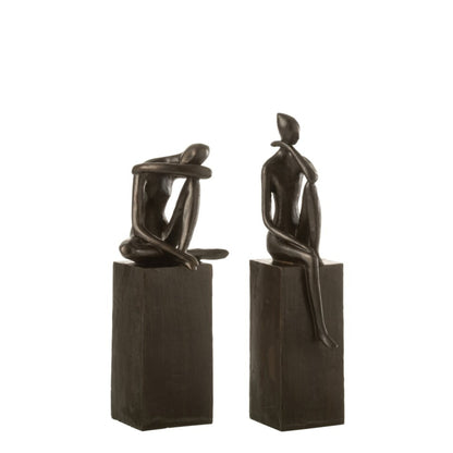 Figura su piedistallo Poly marrone scuro Set da 2 J-Line