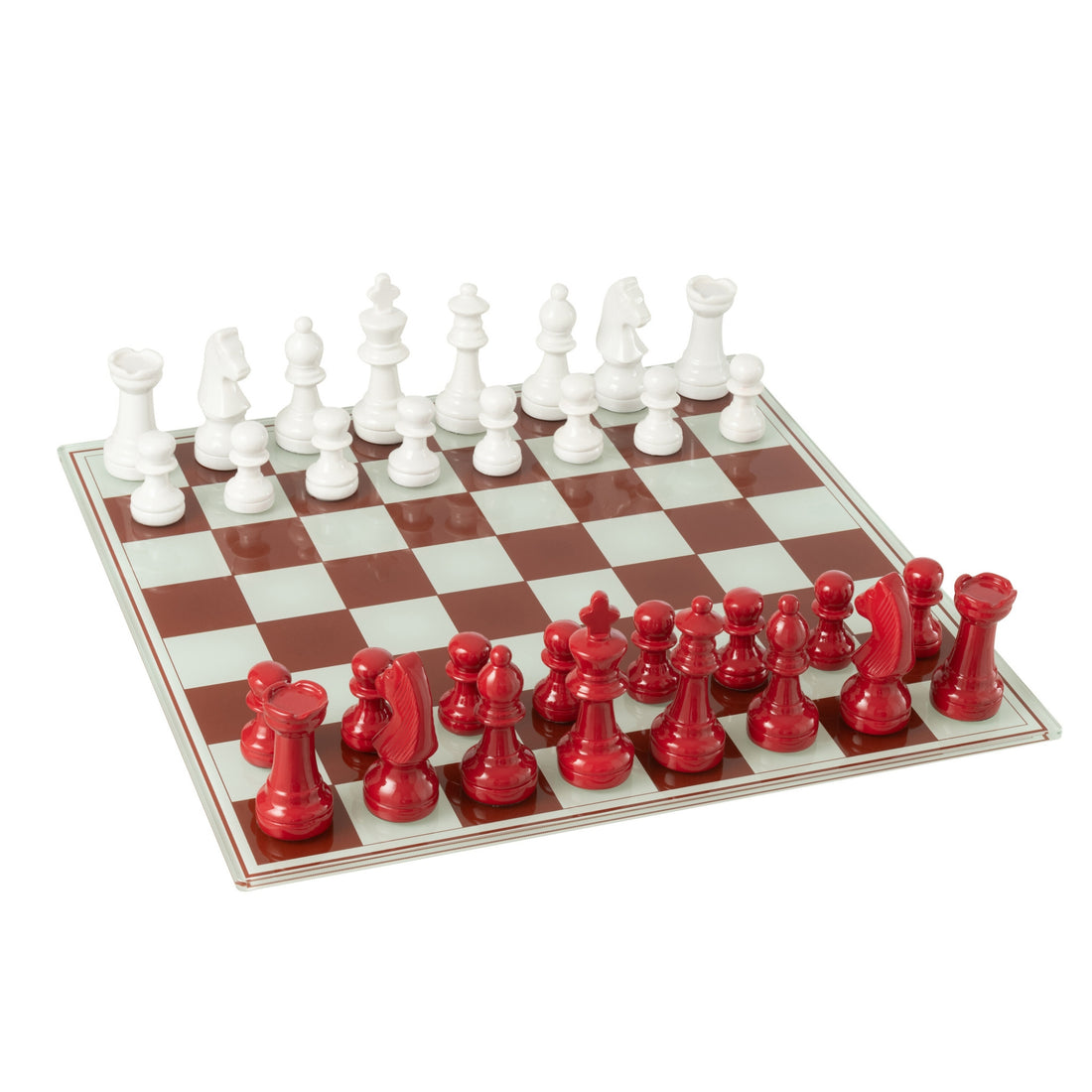 Set da scacchi in poliresina bianco/rosso natalizio J-Line