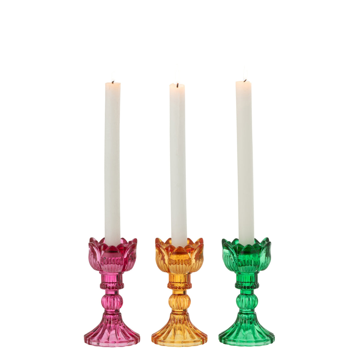 Set di 3 candelabri Rosa Vetro Mix J-Line