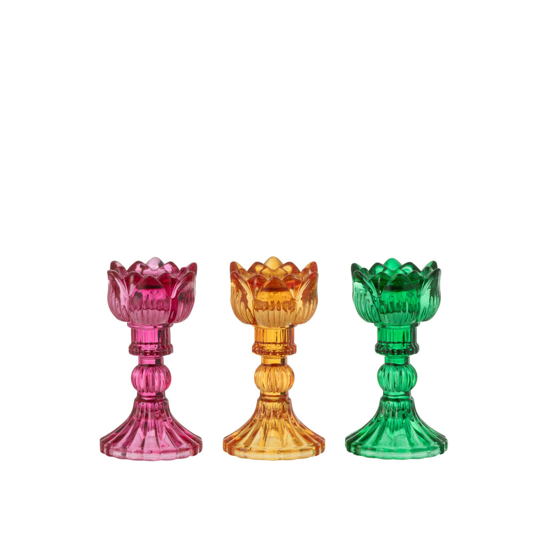 Set di 3 candelabri Rosa Vetro Mix J-Line