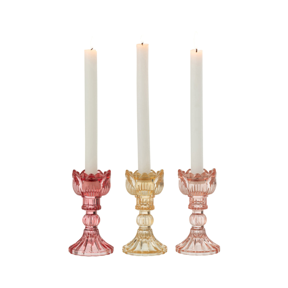 Set di 3 candelabri Rosa in vetro caldo misto J-Line