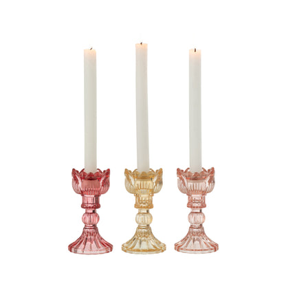 Set di 3 candelabri Rosa in vetro caldo misto J-Line