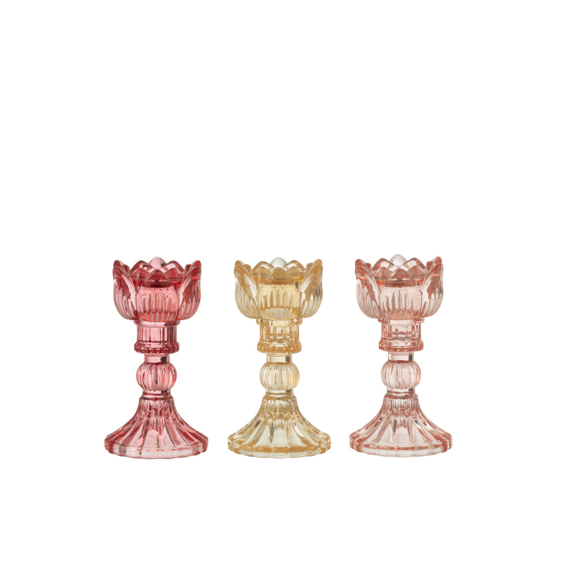Set di 3 candelabri Rosa in vetro caldo misto J-Line