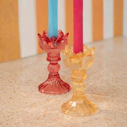 Set di 3 candelabri Rosa in vetro caldo misto J-Line