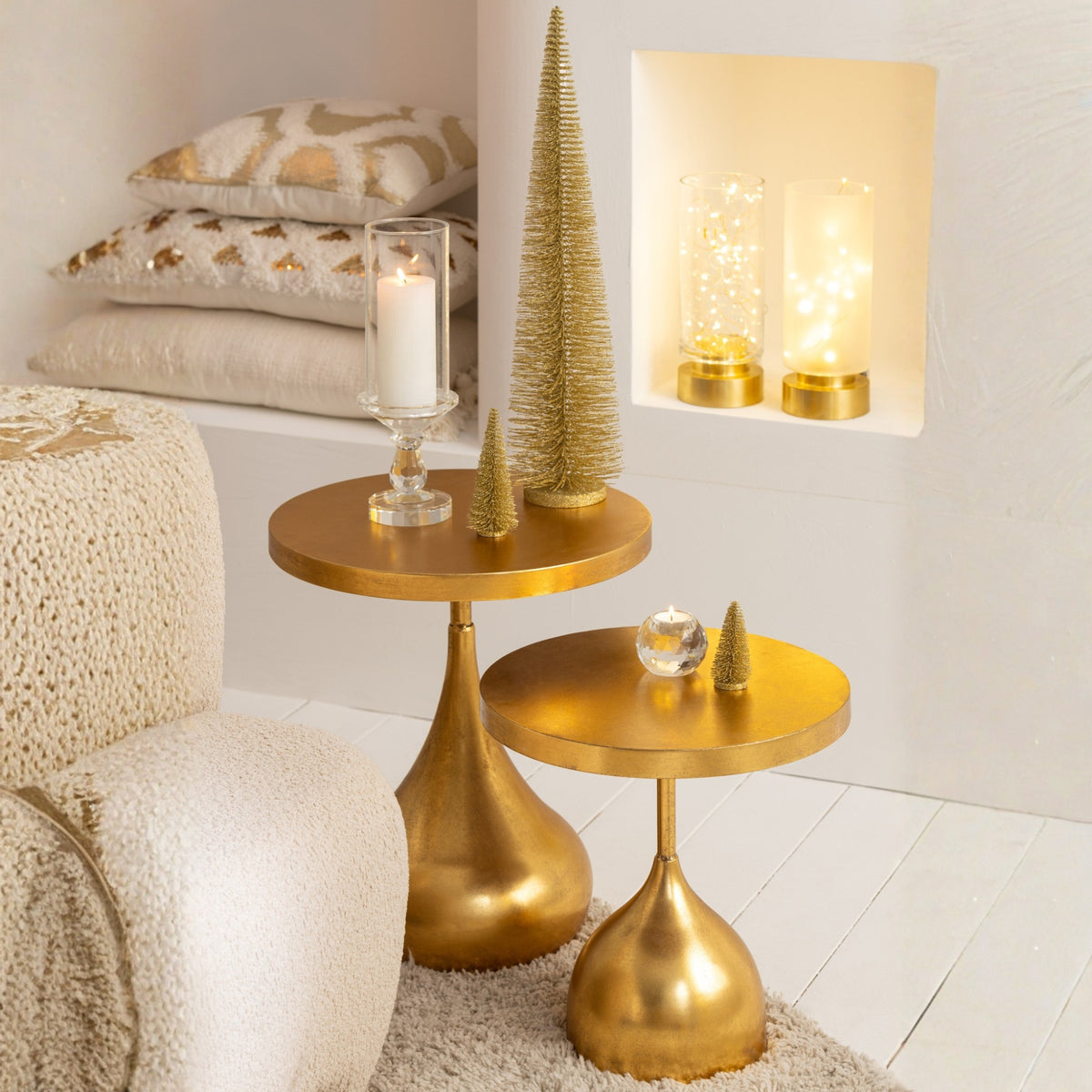 Set di 2 candelabri Pia Mezzo Oro Medio