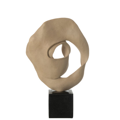 Deco Astratto Su Piedistallo Resina Beige/Nero J-Line