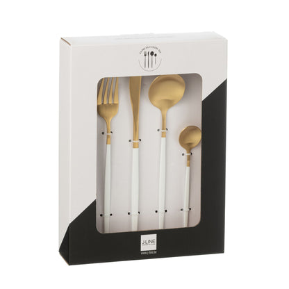 Set di posate Box A 24 pezzi Acciaio inossidabile Oro Bianco J-Line