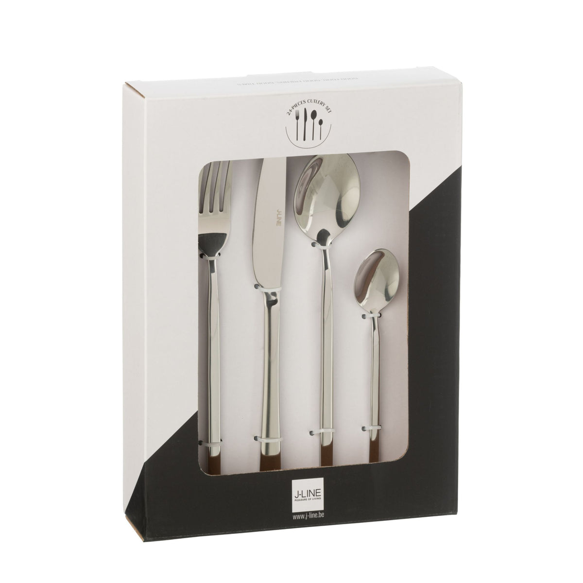 Set di posate Box B 24 pezzi Acciaio inossidabile Argento lucido J-Line
