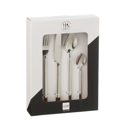 Set di posate Box B 24 pezzi Acciaio inossidabile Argento lucido J-Line