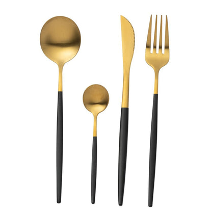 Set di posate Box A 24 Pezzi Acciaio Inox Oro Nero J-Line