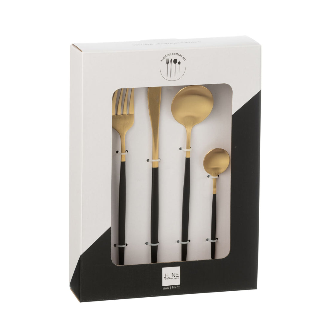 Set di posate Box A 24 Pezzi Acciaio Inox Oro Nero J-Line