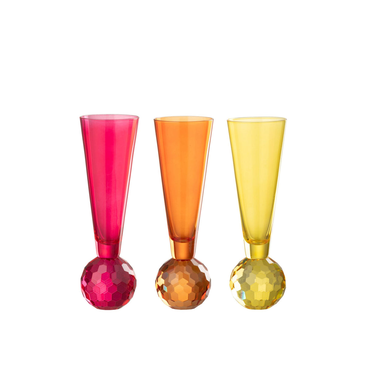 Set di 3 Bicchieri da Champagne a Bolle Giallo/Arancione J-Line