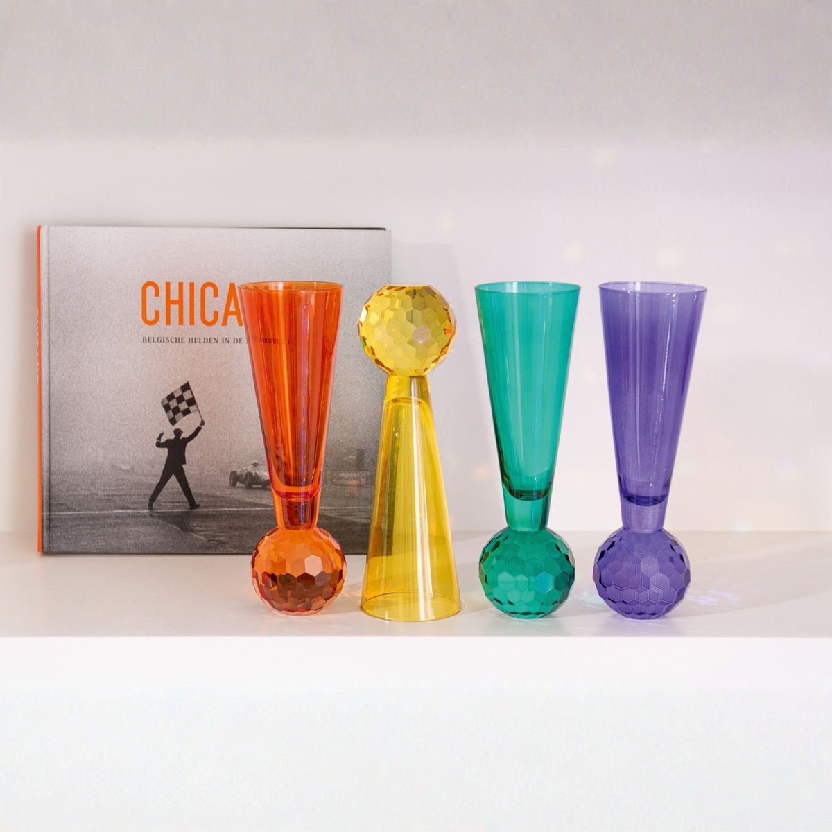 Set di 3 Bicchieri da Champagne a Bolle Giallo/Arancione J-Line