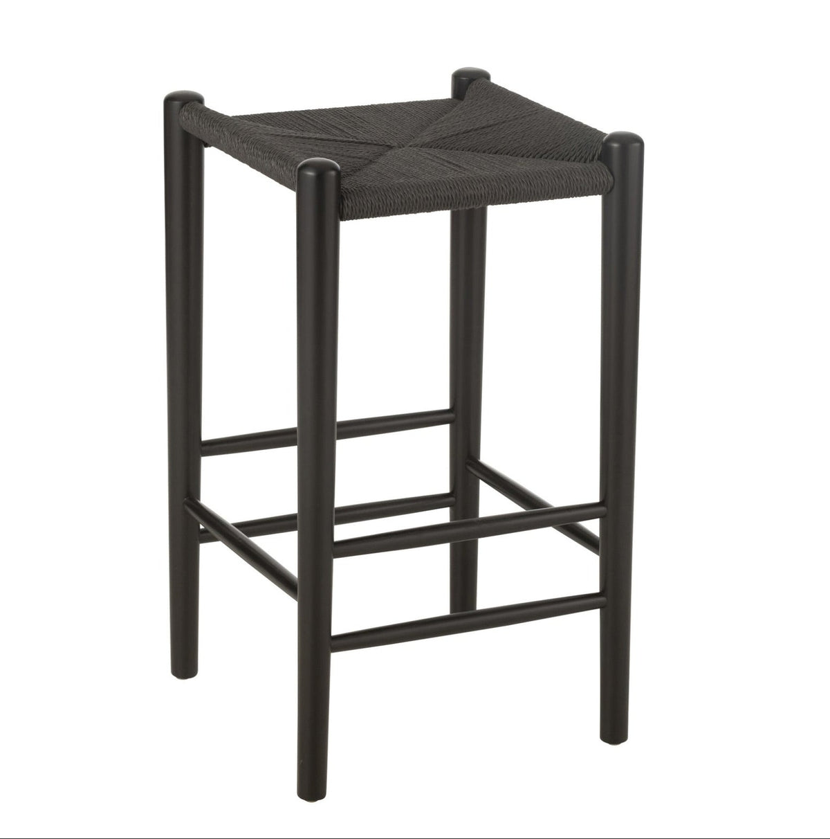 Sgabello da bar Oriental Legno di faggio/Corda Nero J-Line
