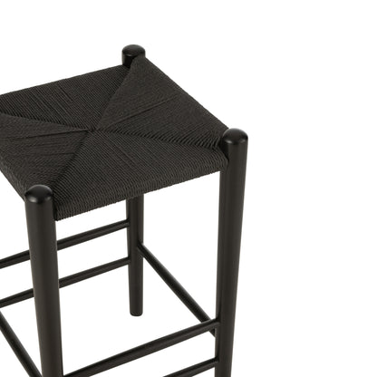 Sgabello da bar Oriental Legno di faggio/Corda Nero J-Line