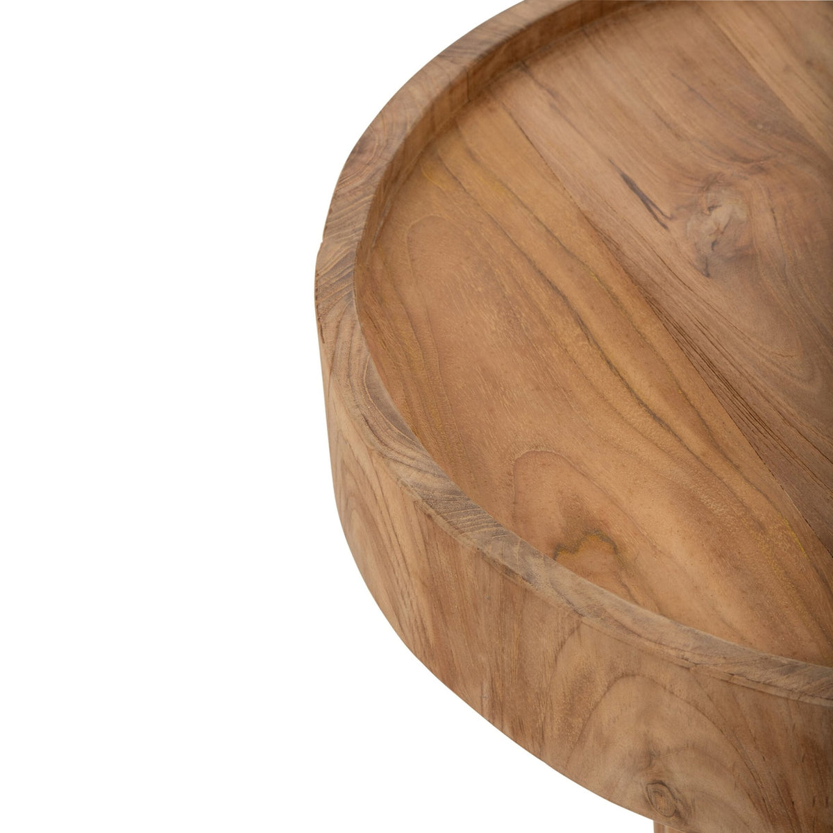 Tavolino da salotto rotondo in legno di teak naturale J-Line