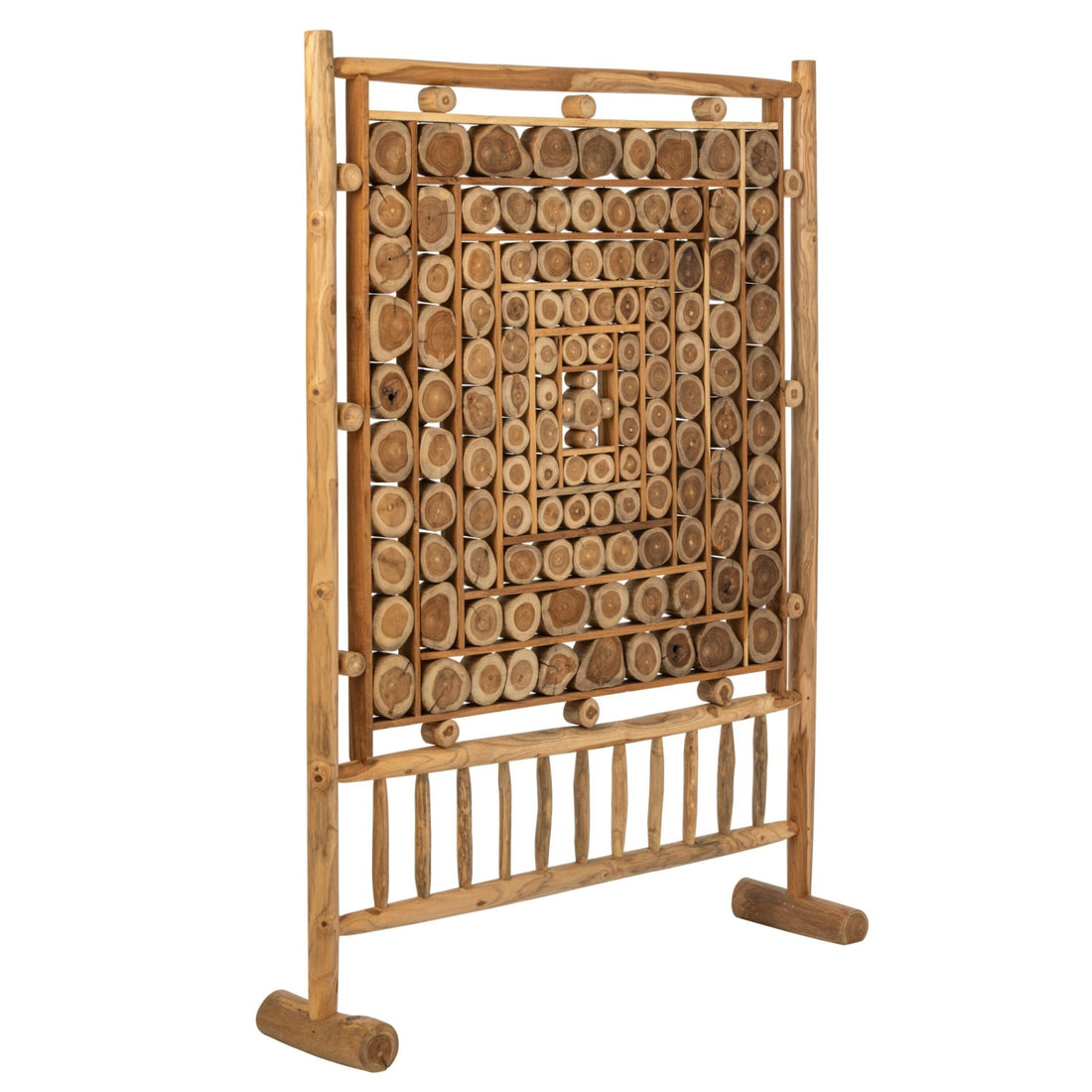 Paravento a Sezioni di Tronco in Legno di Teak Naturale J-Line
