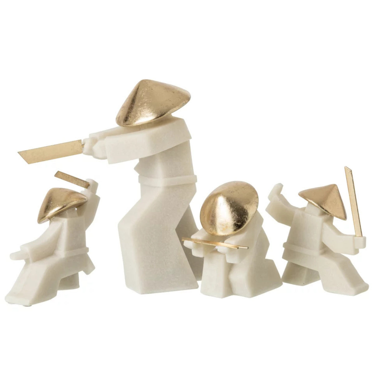 Statuetta Sport di Combattimento Resina Bianca/Oro J-Line
