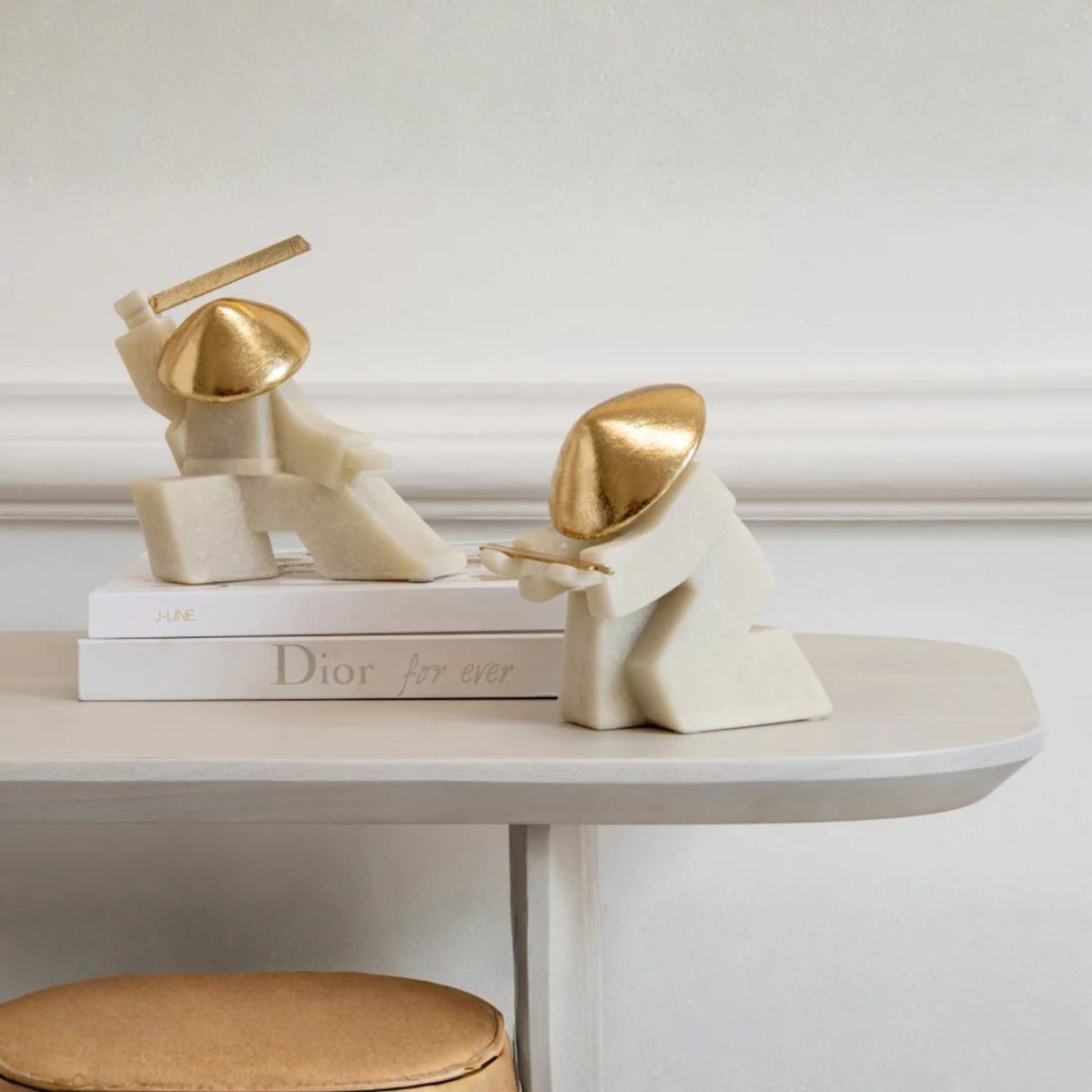 Statuetta Sport di Combattimento Resina Bianca/Oro Assortimento di 3 J-Line