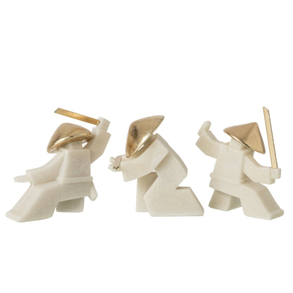 Statuetta Sport di Combattimento Resina Bianca/Oro Assortimento di 3 J-Line