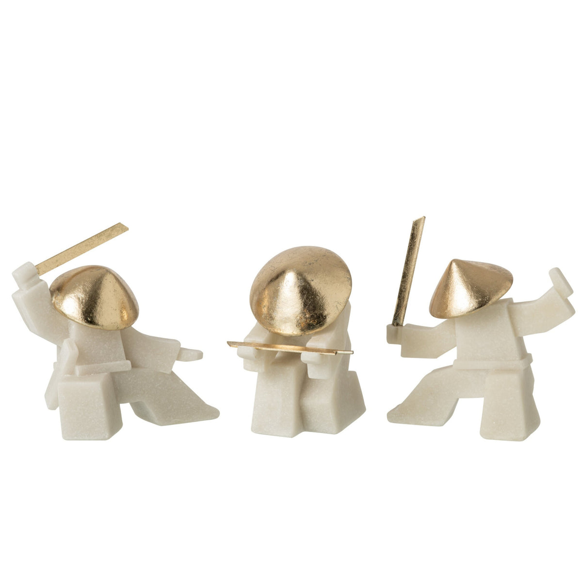 Statuetta Sport di Combattimento Resina Bianca/Oro Assortimento di 3 J-Line