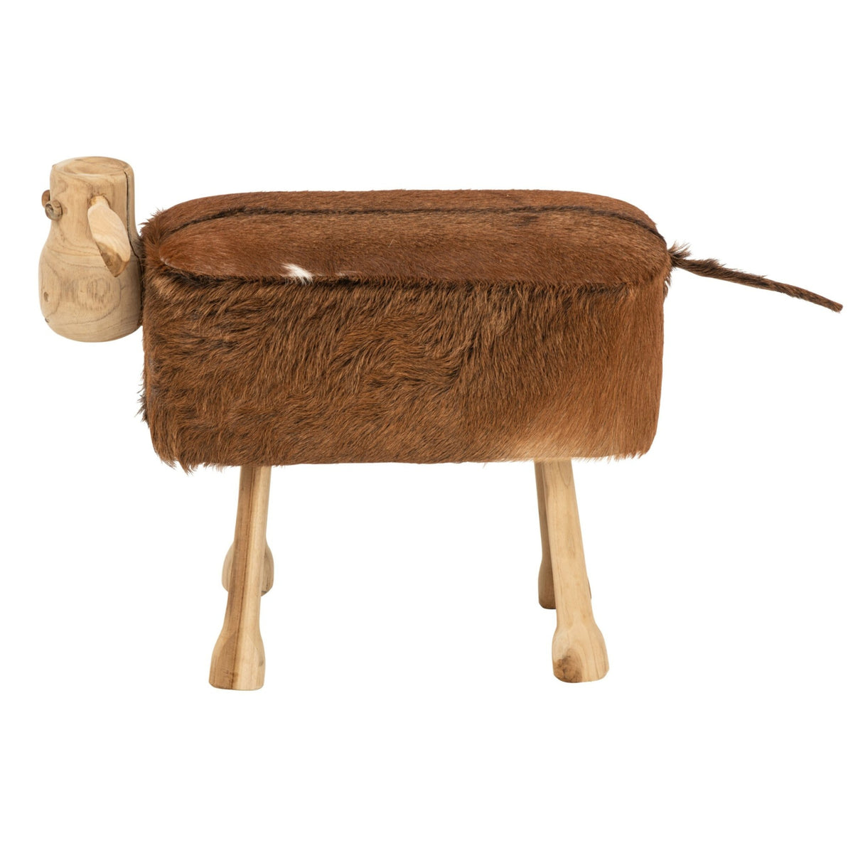 Sgabello Pecora in Pelle Marrone/Naturale J-Line