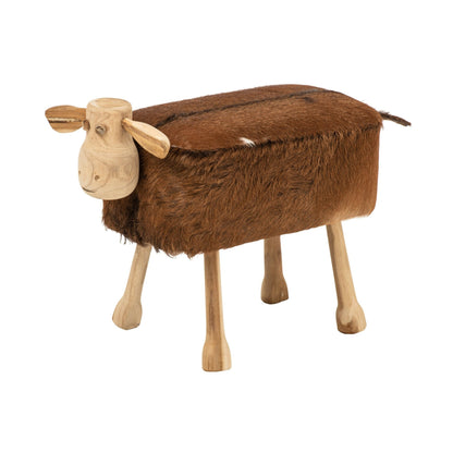 Sgabello Pecora in Pelle Marrone/Naturale J-Line